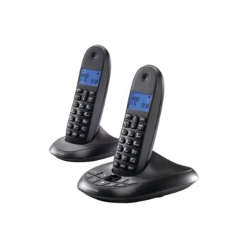 Motorola C1012LX DECT 6.0 Black 2-Handset Digital Cordless Home Phone with Answering Machine